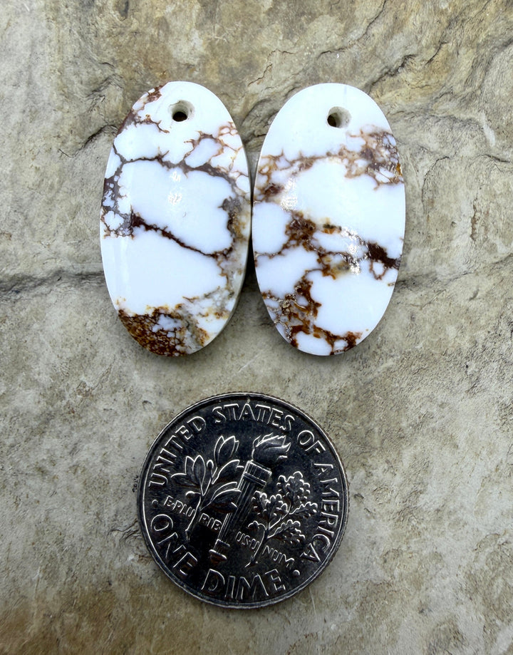 Arizona Wild Horse Matching Oval Earring Slab Bead Pair