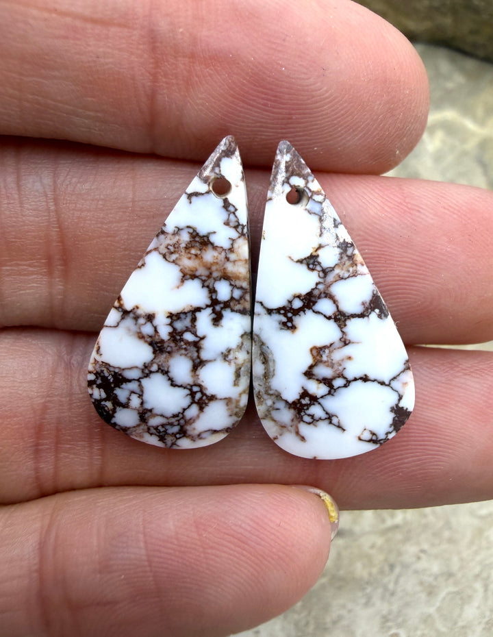 Arizona Wild Horse Matching Oval Earring Slab Bead Pair
