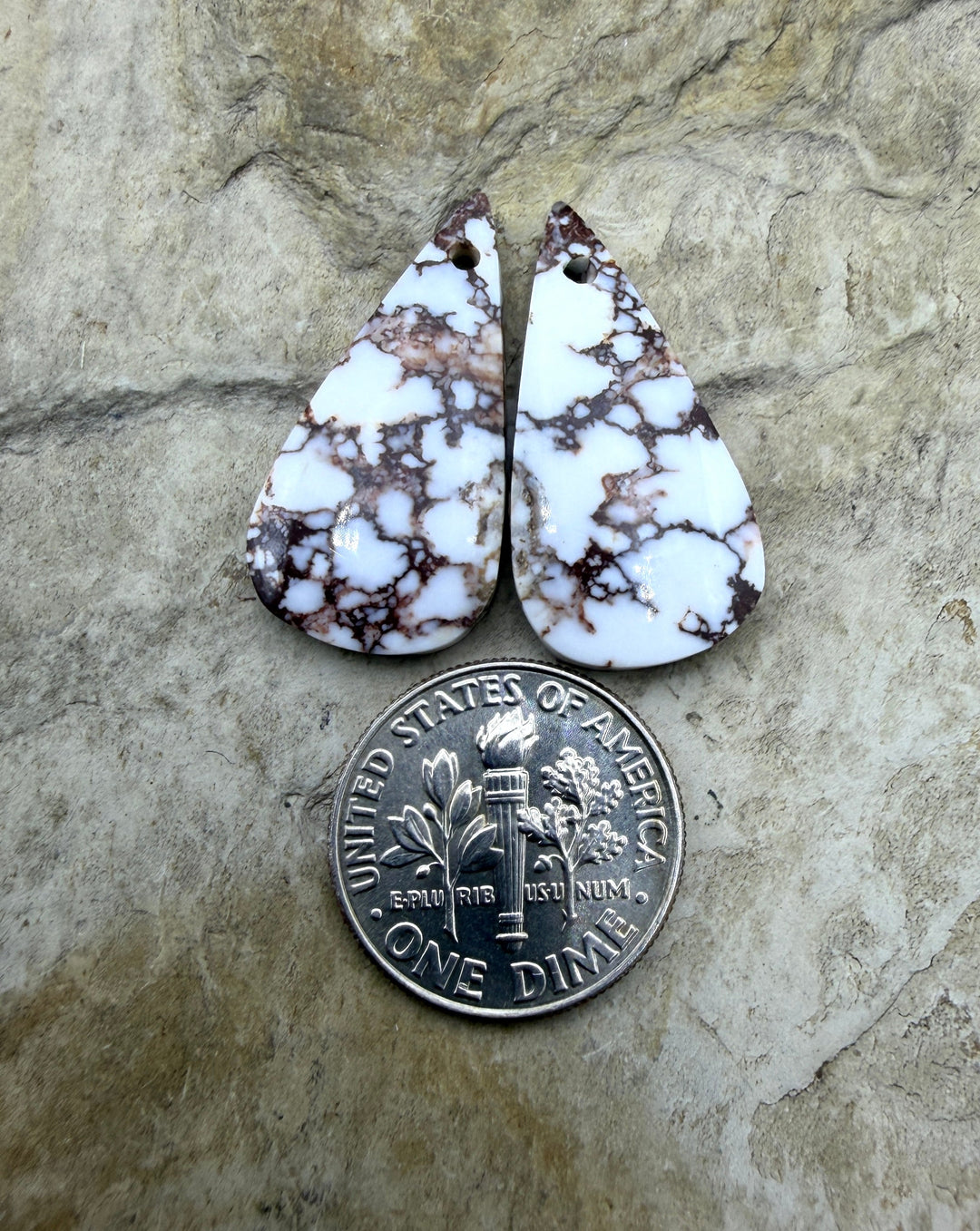 Arizona Wild Horse Matching Oval Earring Slab Bead Pair
