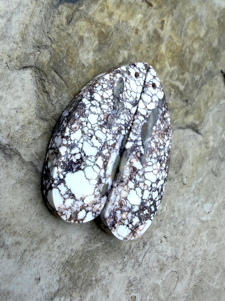 Arizona Wild Horse Matching Oval Earring Slab Bead Pair