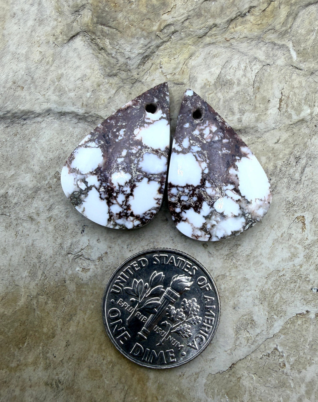 Arizona Wild Horse Matching Oval Earring Slab Bead Pair