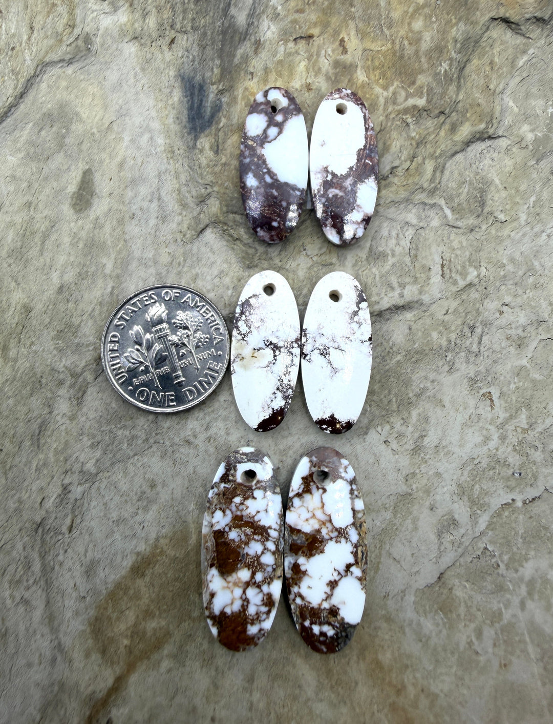 Arizona Wild Horse Matching Oval Earring Slab Bead Pair