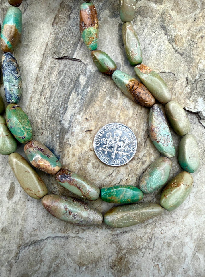 Army Green Kingman Turquoise (Arizona) Long Graduated Beads
