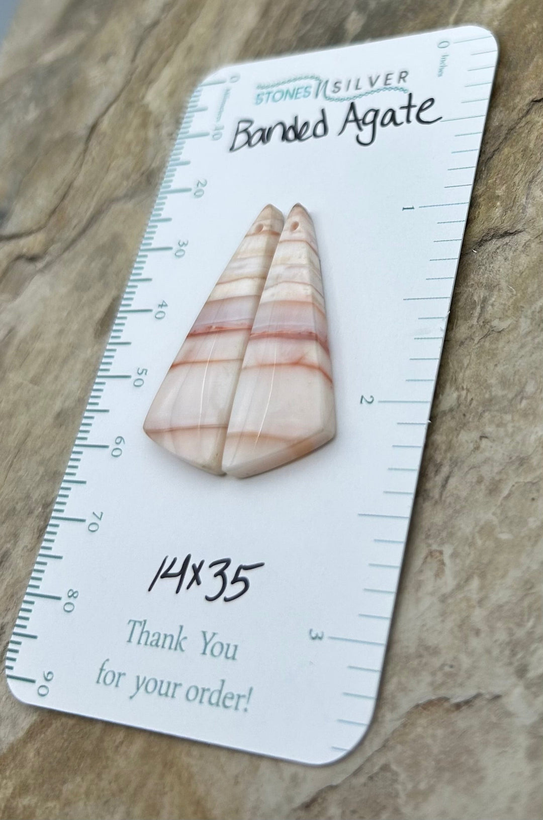 Banded Agate Earring Bead Slab Pair 14x35mm - Laguna Lace