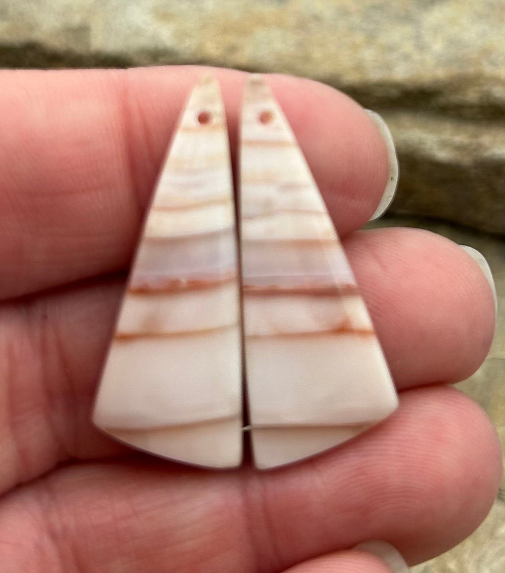 Banded Agate Earring Bead Slab Pair 14x35mm - Laguna Lace