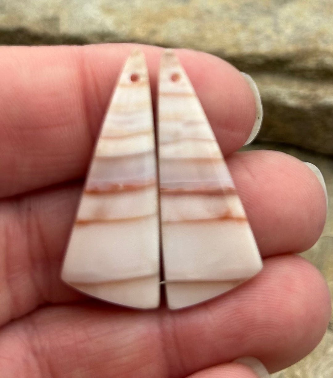 Banded Agate Earring Bead Slab Pair 14x35mm - Laguna Lace