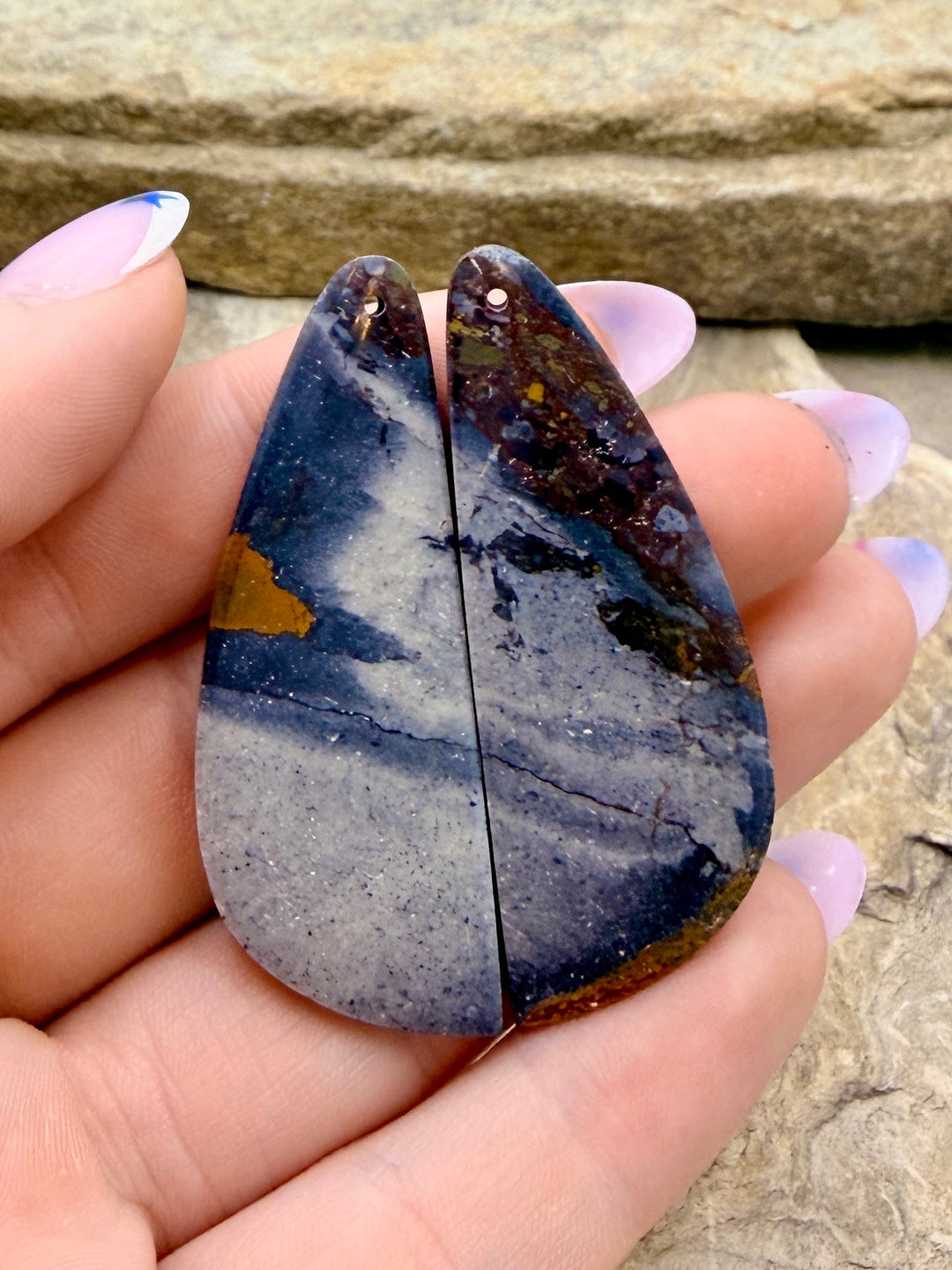 BARGAIN FRIDAY BIG California Agate Matching Bead Slab Pair