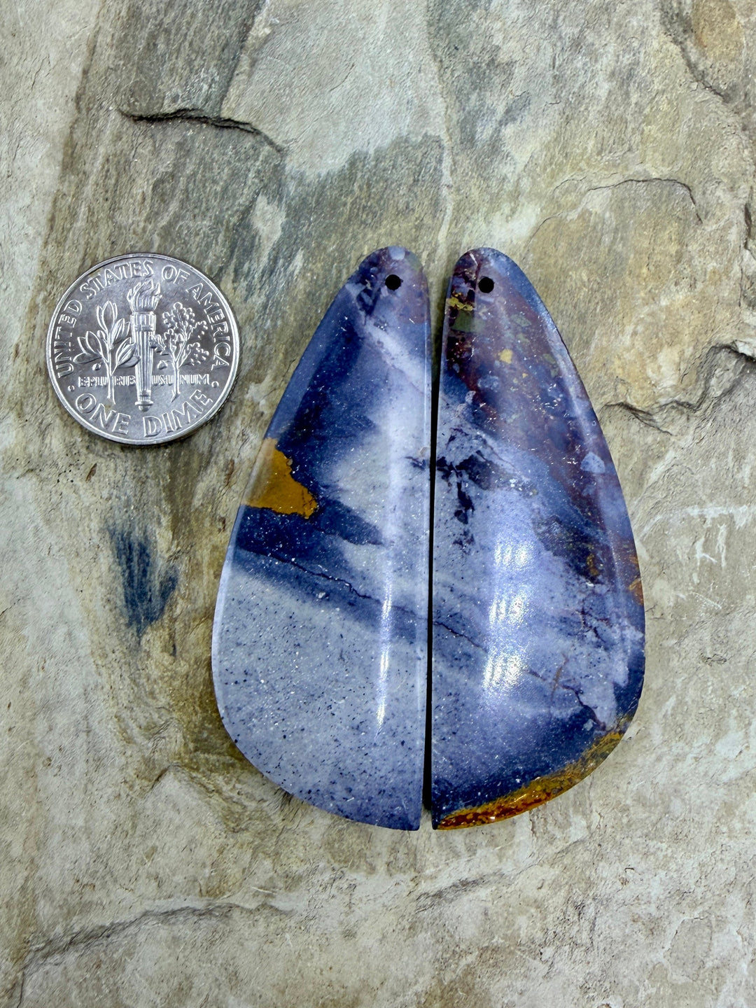 BARGAIN FRIDAY BIG California Agate Matching Bead Slab Pair 20x55mm