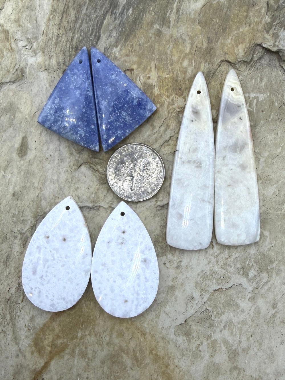 BARGAIN FRIDAY LOT of 3 Pair Earring Slab Beads White