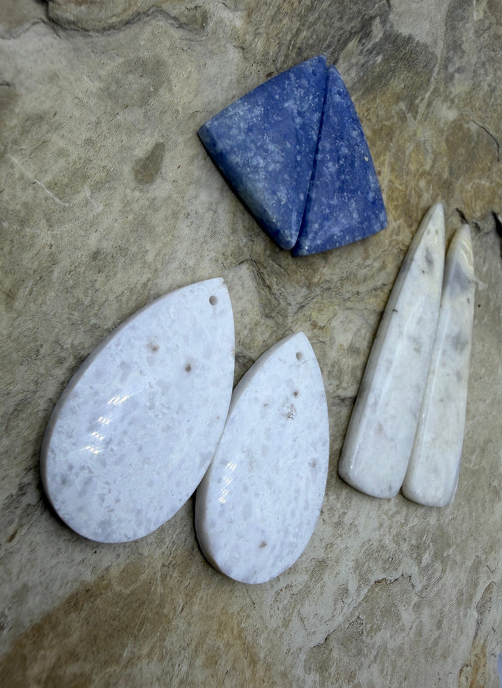 BARGAIN FRIDAY LOT of 3 Pair Earring Slab Beads White