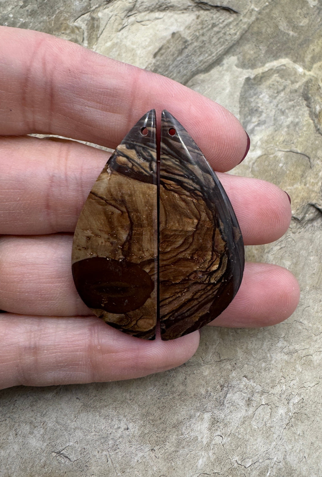 Biggs Jasper (Oregon) BIG Matching Earring Slab Bead Pair