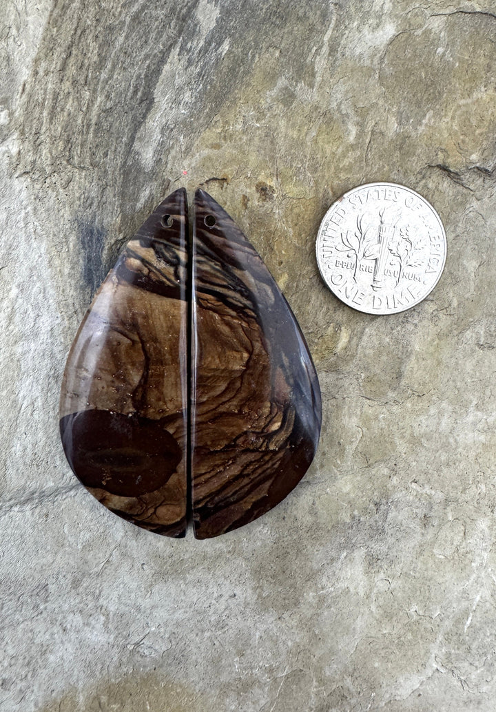 Biggs Jasper (Oregon) BIG Matching Earring Slab Bead Pair