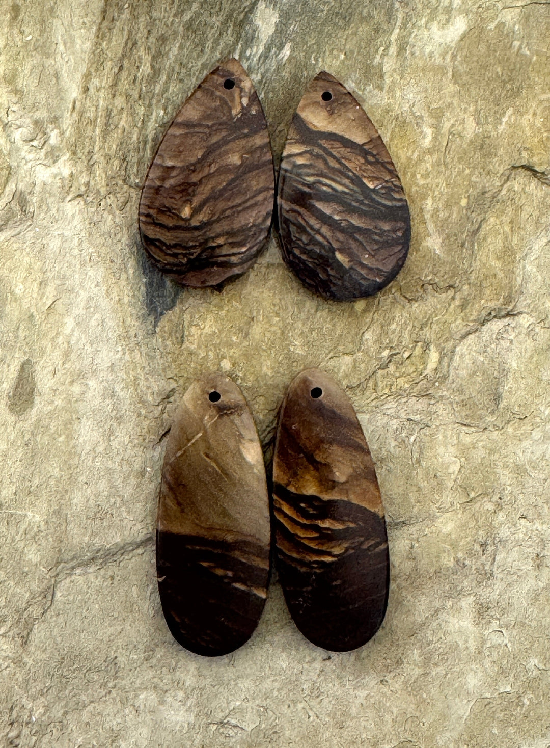 Biggs Jasper (Oregon) BIG Matching Earring Slab Bead Pair