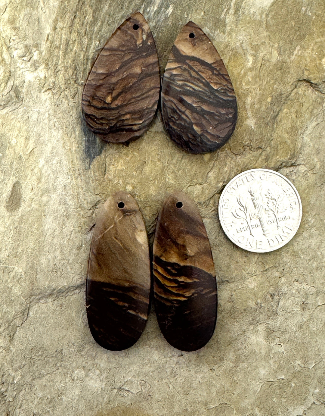 Biggs Jasper (Oregon) BIG Matching Earring Slab Bead Pair