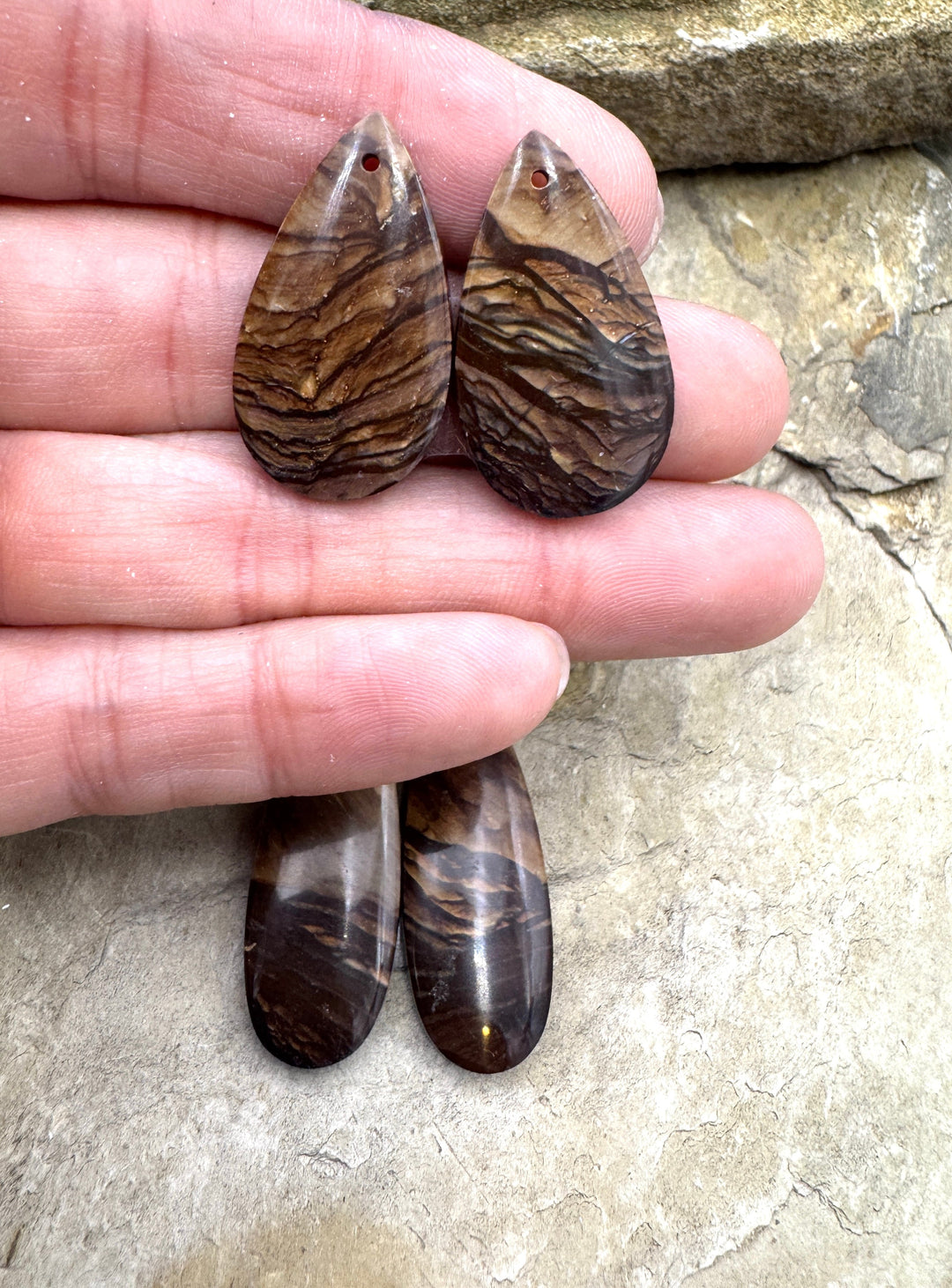 Biggs Jasper (Oregon) BIG Matching Earring Slab Bead Pair