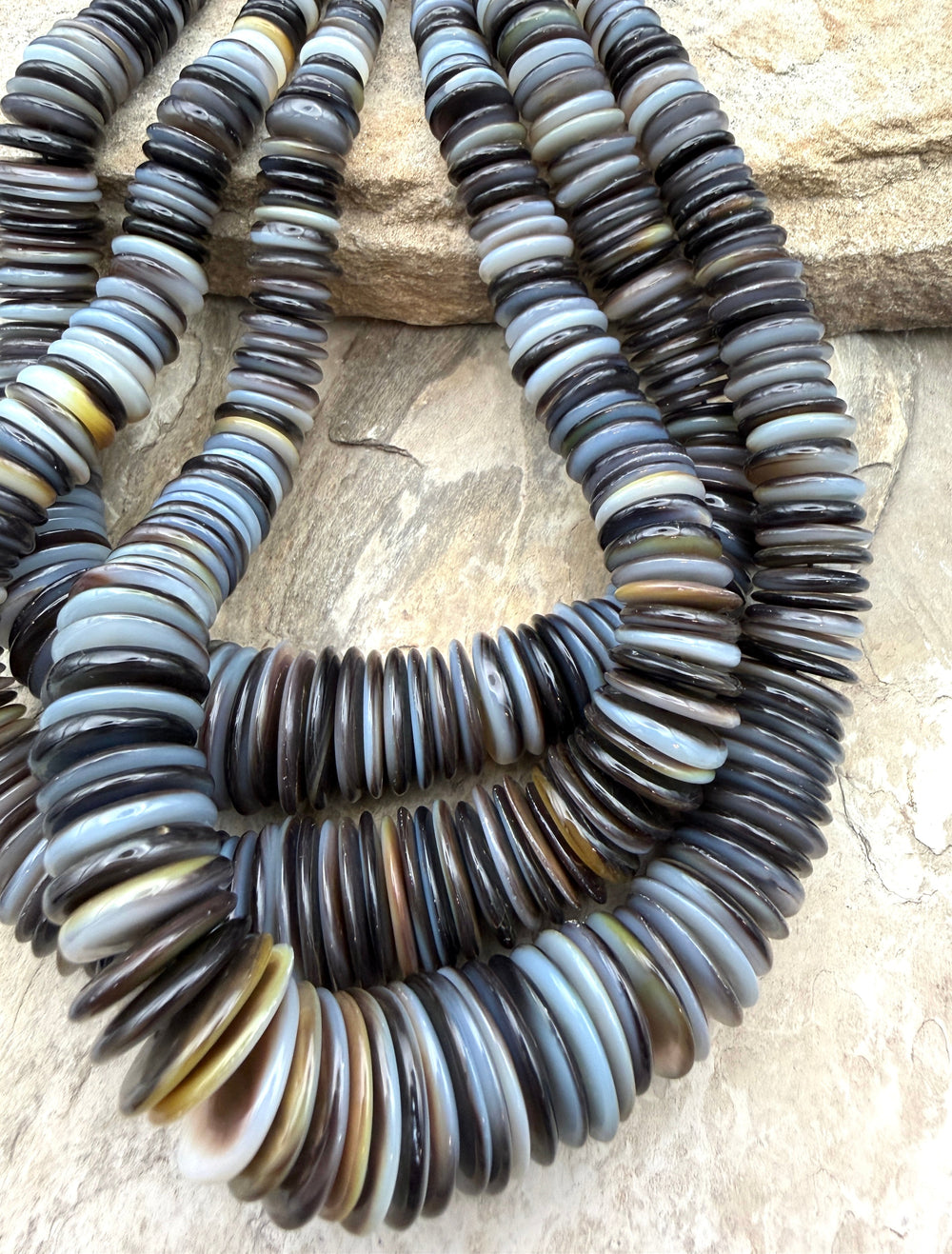 White Mother Of Pearl BIG Graduated Disc Beads 7-20mm