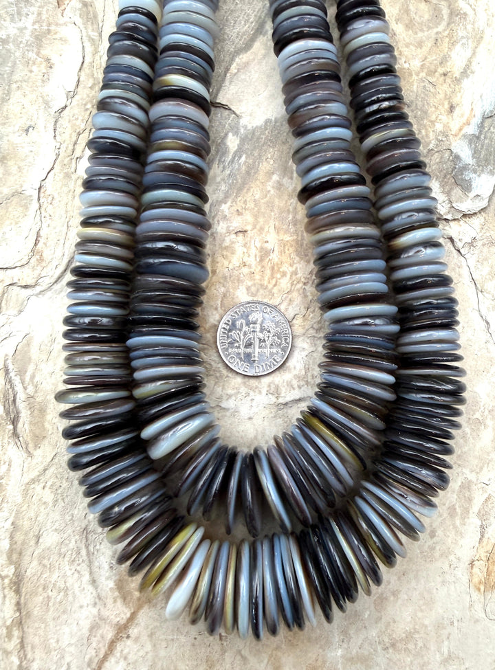 White Mother Of Pearl BIG Graduated Disc Beads 7-20mm