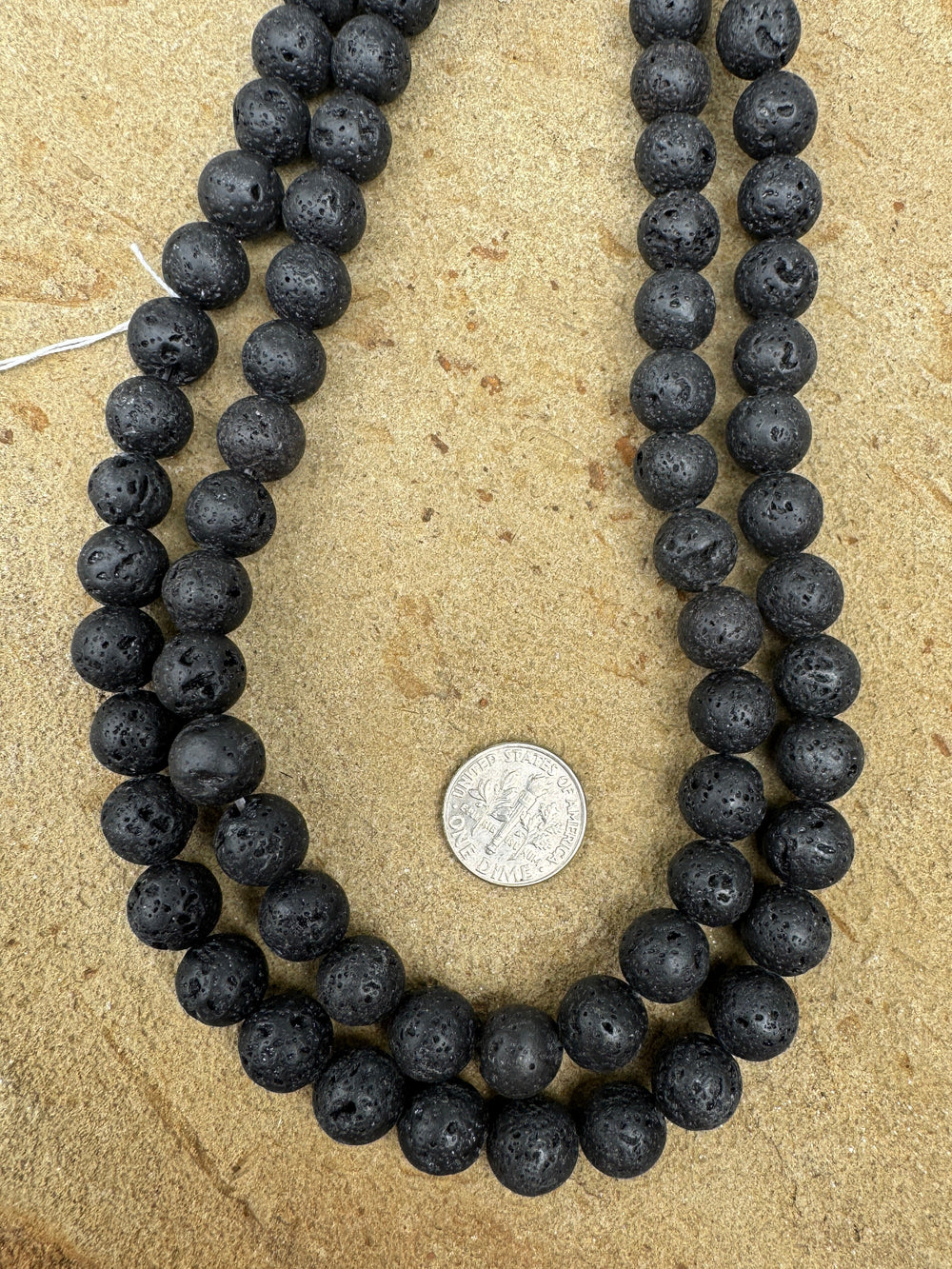 Black Lava 10mm Round Beads 16 inch Strand - Black Lava