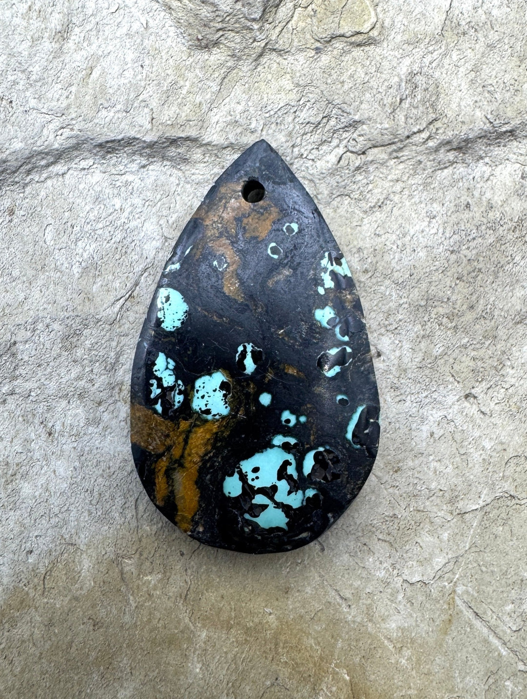 Blackjack (NV) Turquoise Teardrop Shaped Focal Pendant