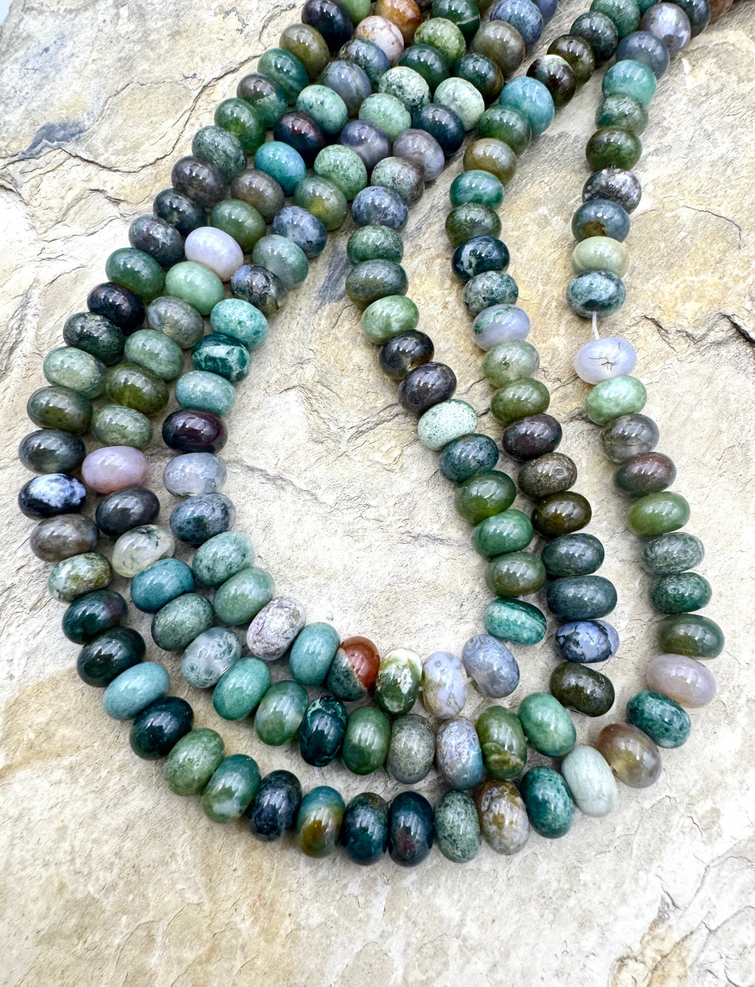 Blood Agate (India) 8x6mm Rondelle Bead Strand 15 Inch