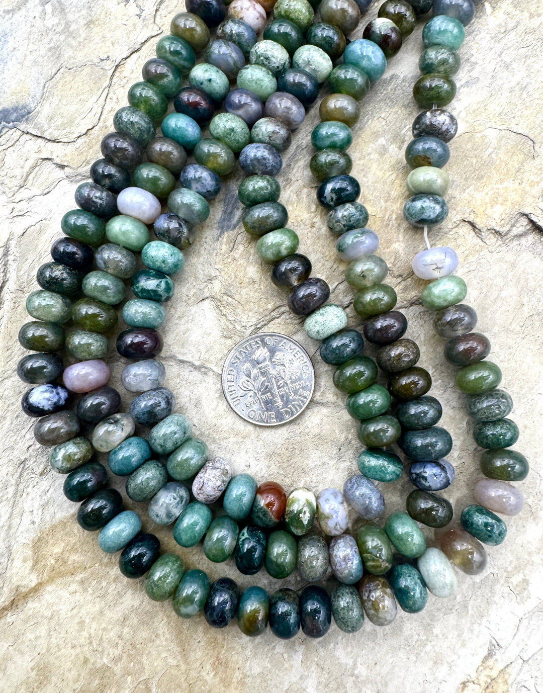 Blood Agate (India) 8x6mm Rondelle Bead Strand 15 Inch