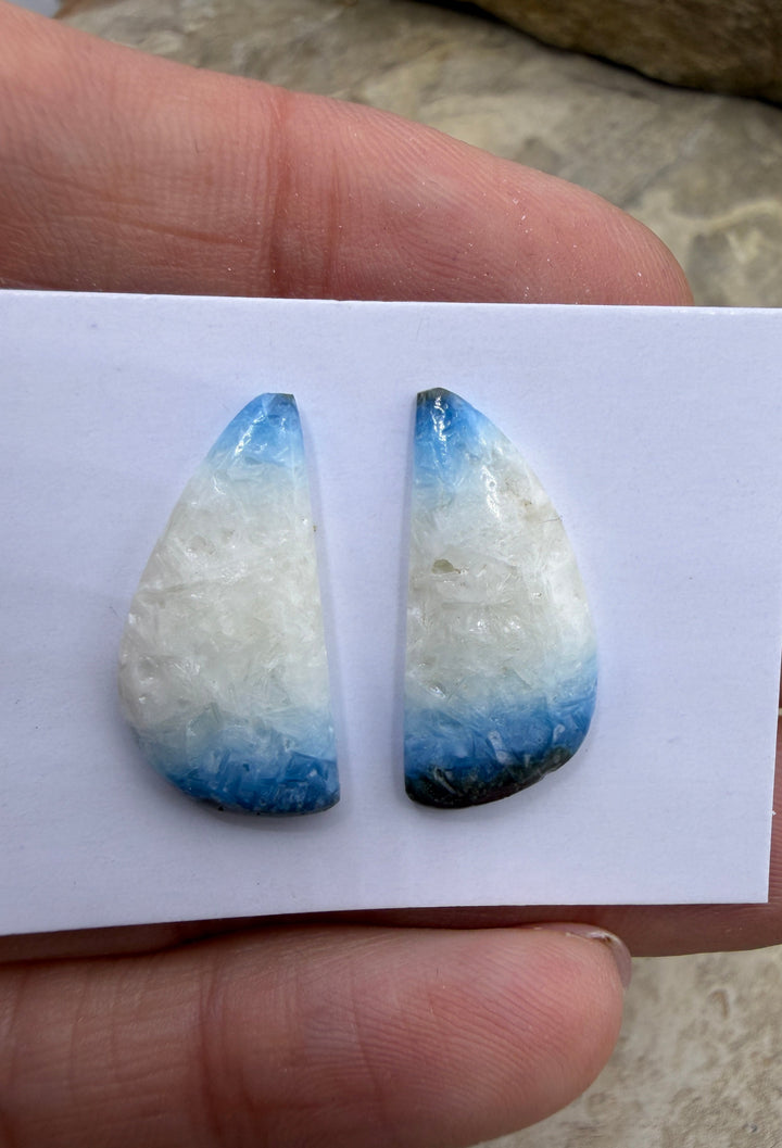 Blue Glacierite Cabochon Pair 10x22mm - Glacierite