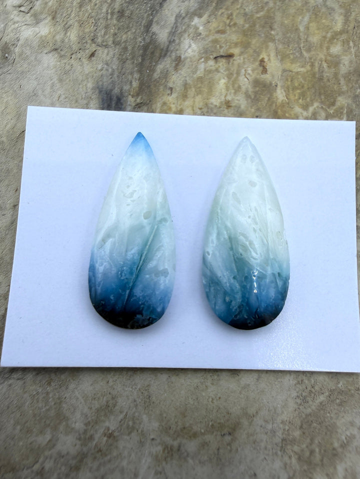 Blue Glacierite Cabochon Pair 11x25mm - Glacierite