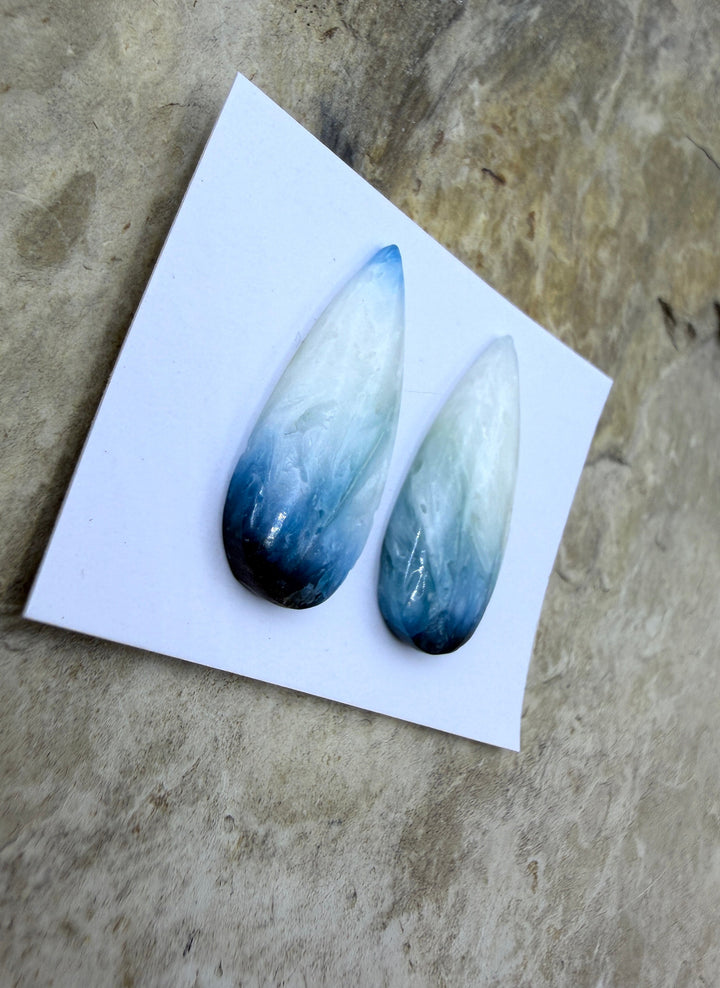 Blue Glacierite Cabochon Pair 11x25mm - Glacierite