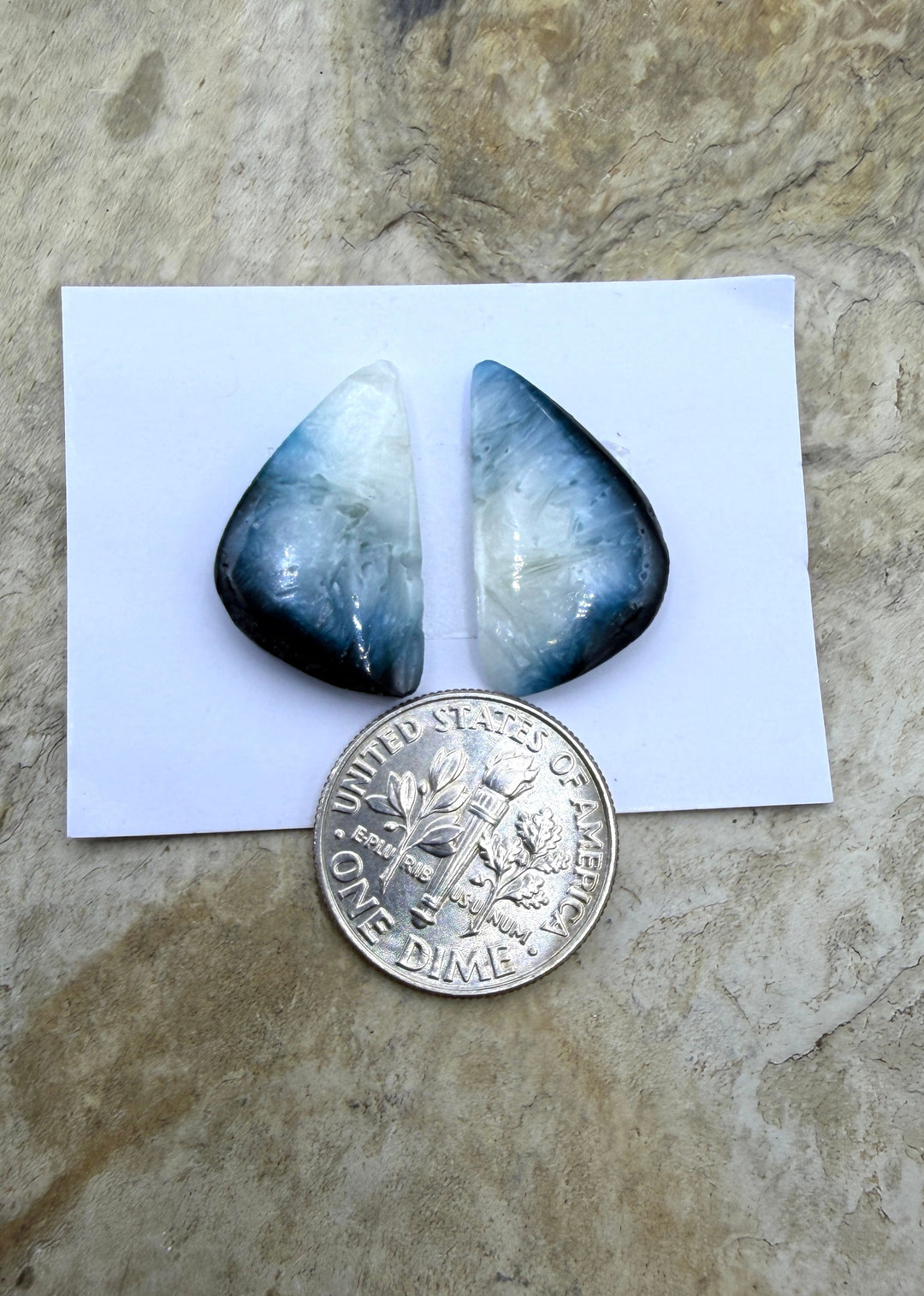 Blue Glacierite Cabochon Pair 12x20mm - Glacierite