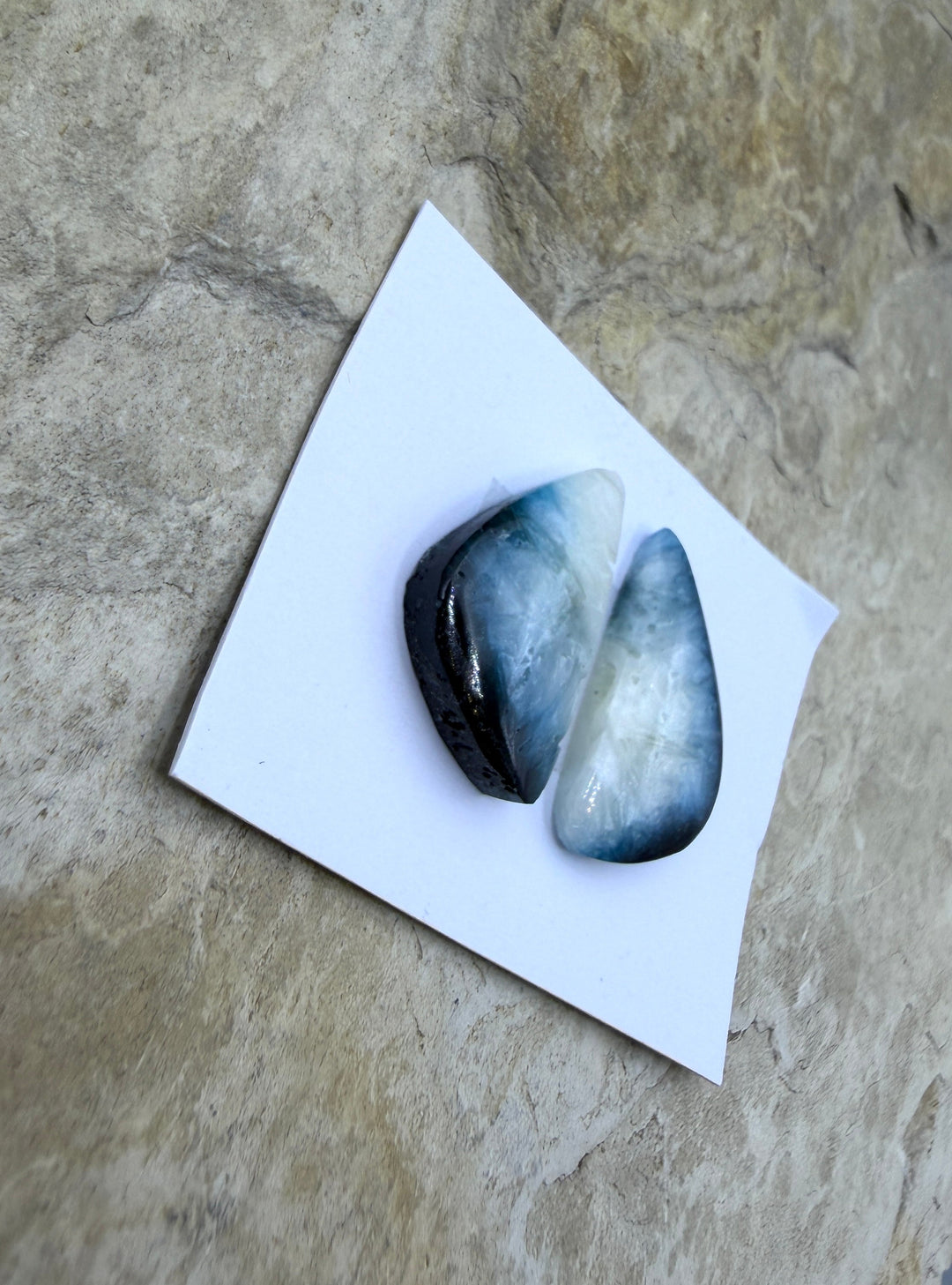 Blue Glacierite Cabochon Pair 12x20mm - Glacierite