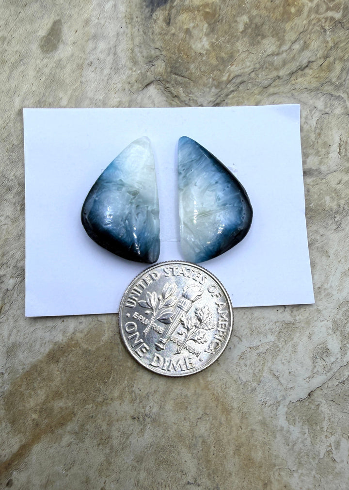 Blue Glacierite Cabochon Pair 12x20mm - Glacierite