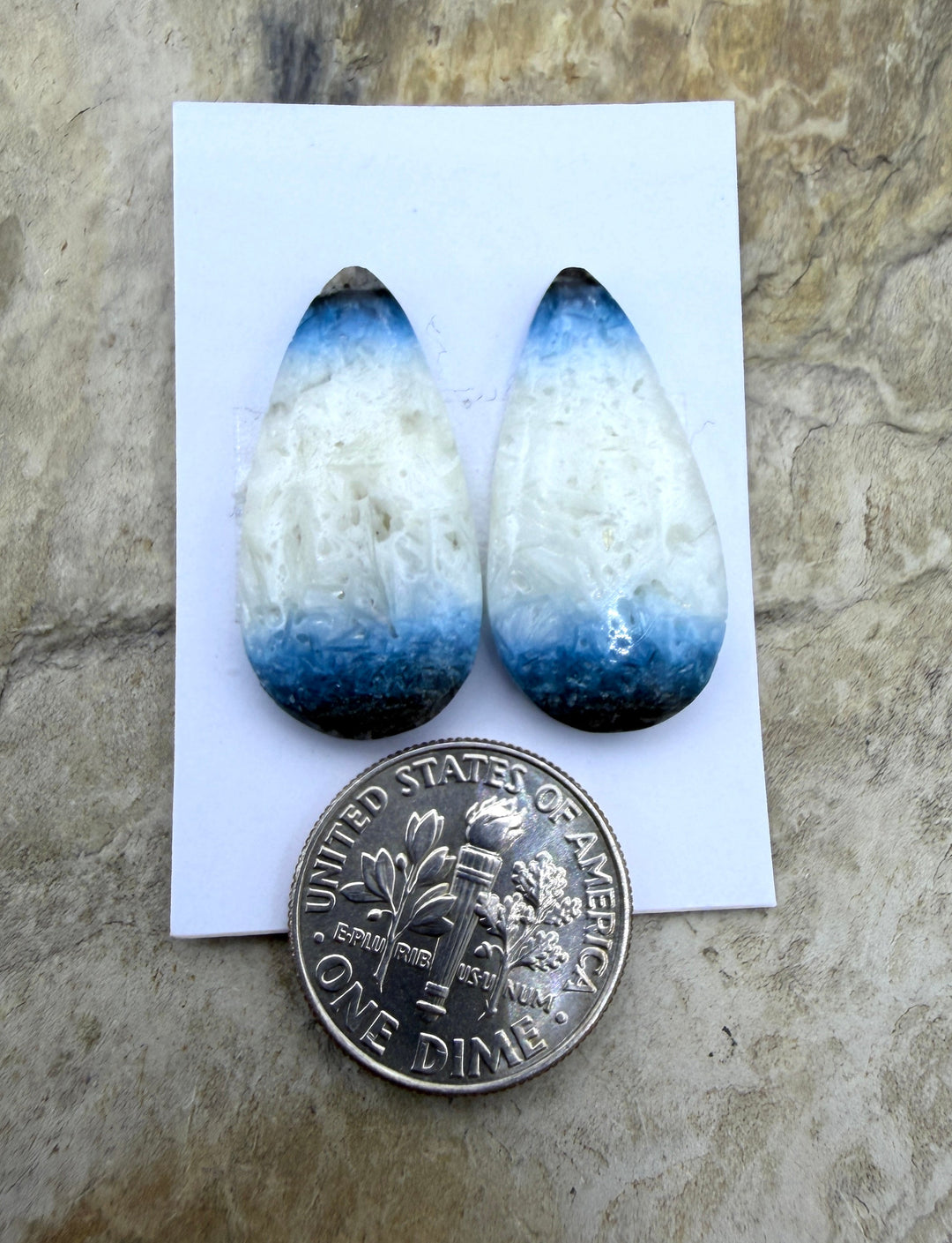 Blue Glacierite Cabochon Pair 13x25mm - Glacierite