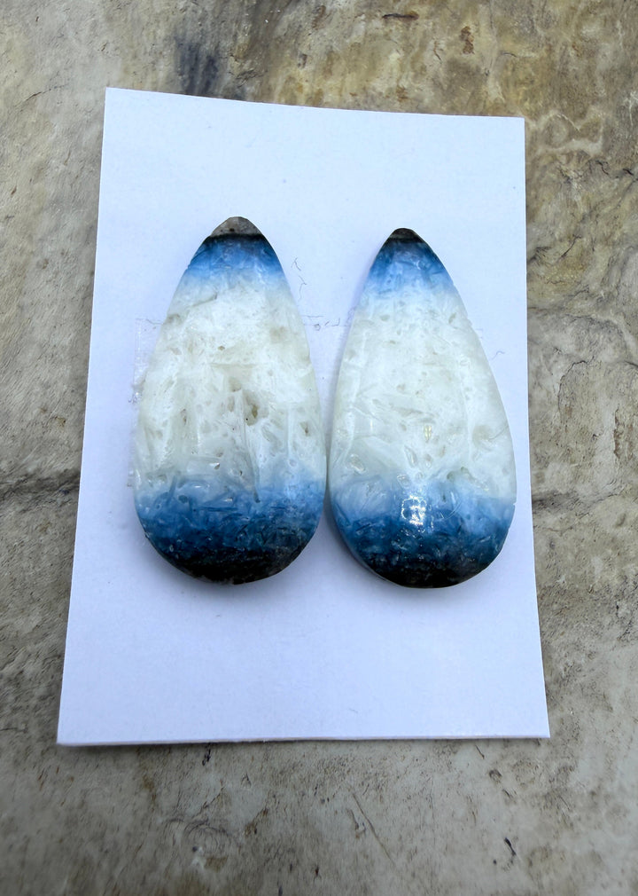 Blue Glacierite Cabochon Pair 13x25mm - Glacierite