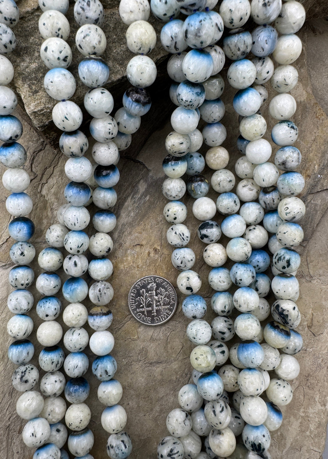 Blue Ice Glacierite (Indonesia) 8mm Round Beads 16 inch