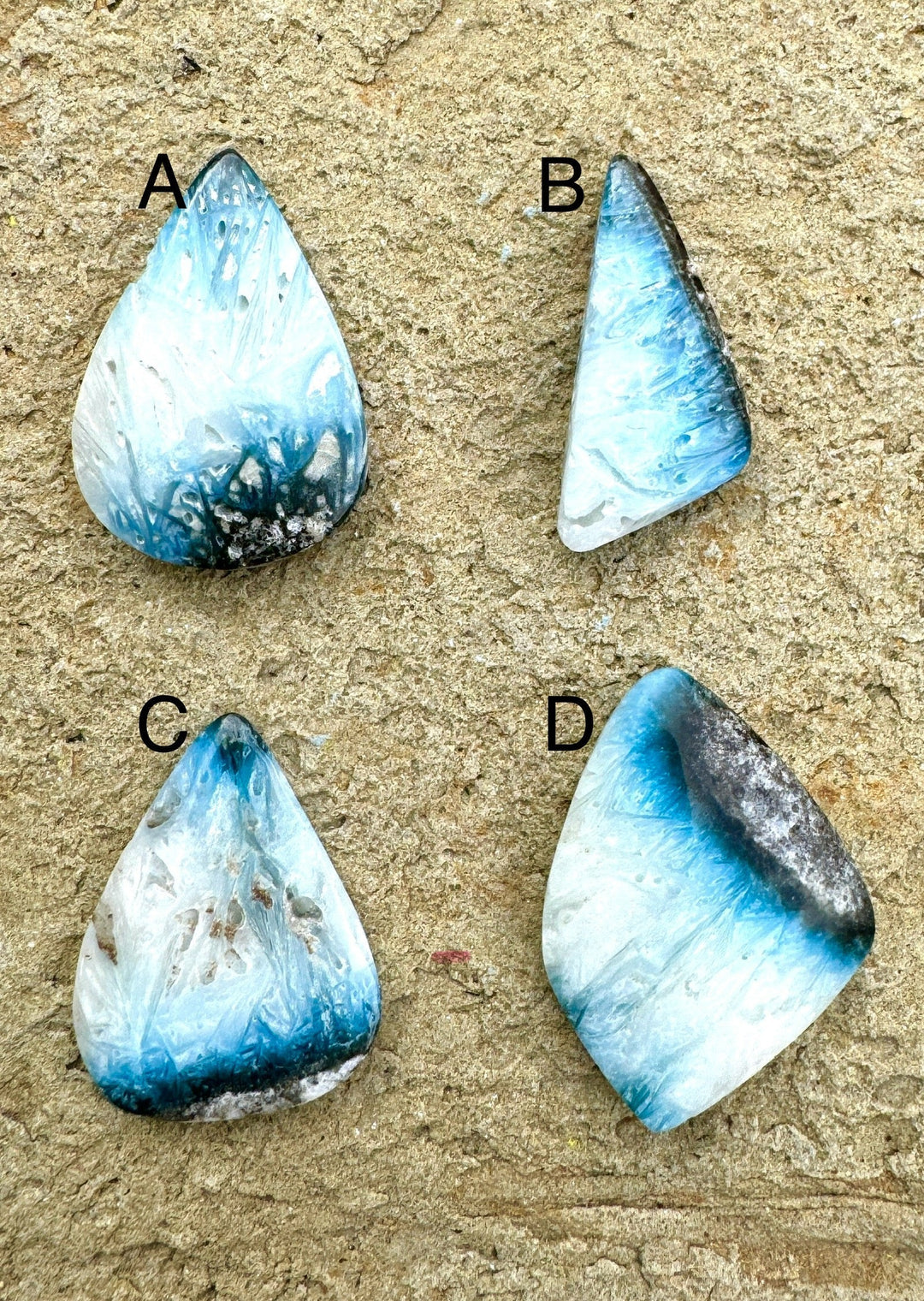 Blue Ice Glacierite (Indonesia) Freeform Designer Cabochons