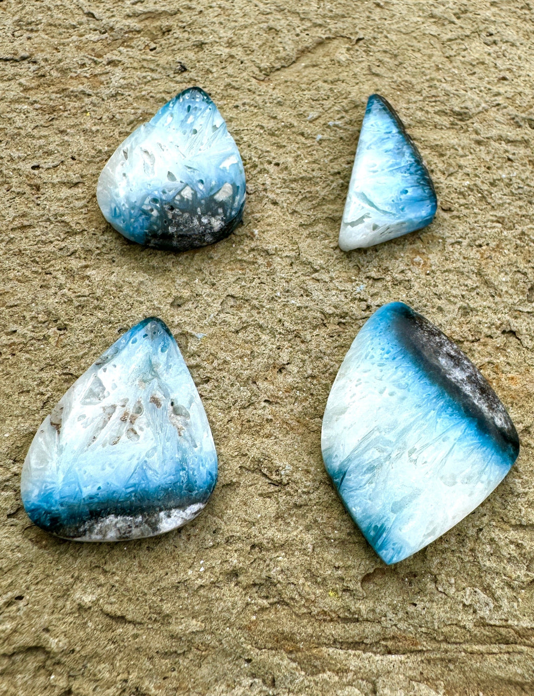 Blue Ice Glacierite (Indonesia) Freeform Designer Cabochons