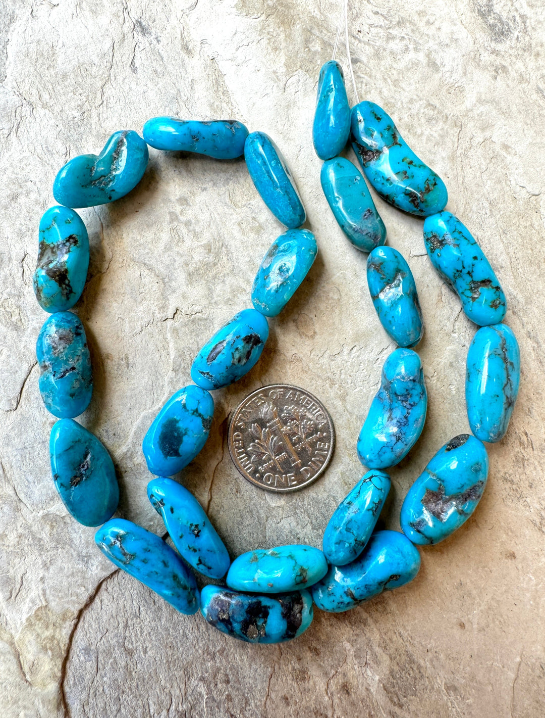 Blue Kingman Turquoise (Arizona) Extra Long Nugget Beads