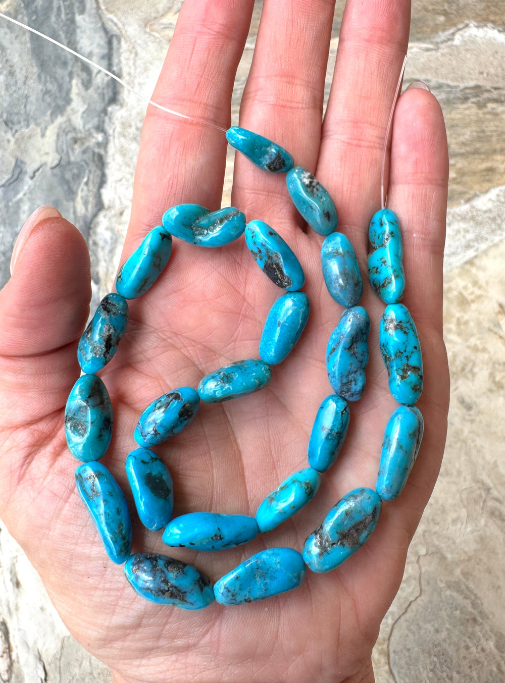 Blue Kingman Turquoise (Arizona) Extra Long Nugget Beads