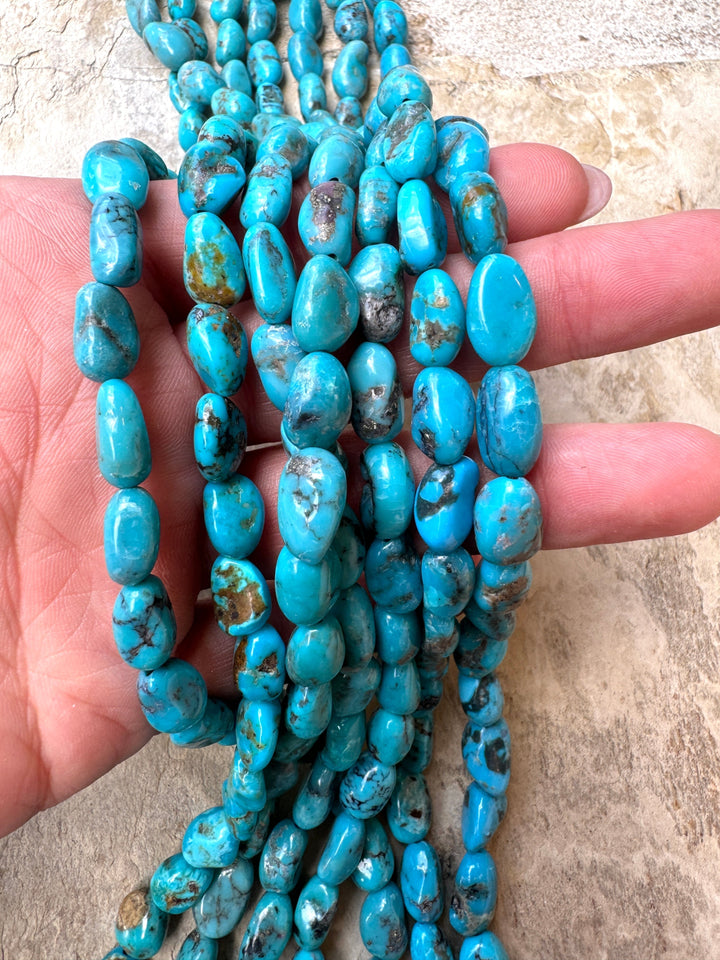 Blue Kingman Turquoise (Arizona)Long Nugget Beads