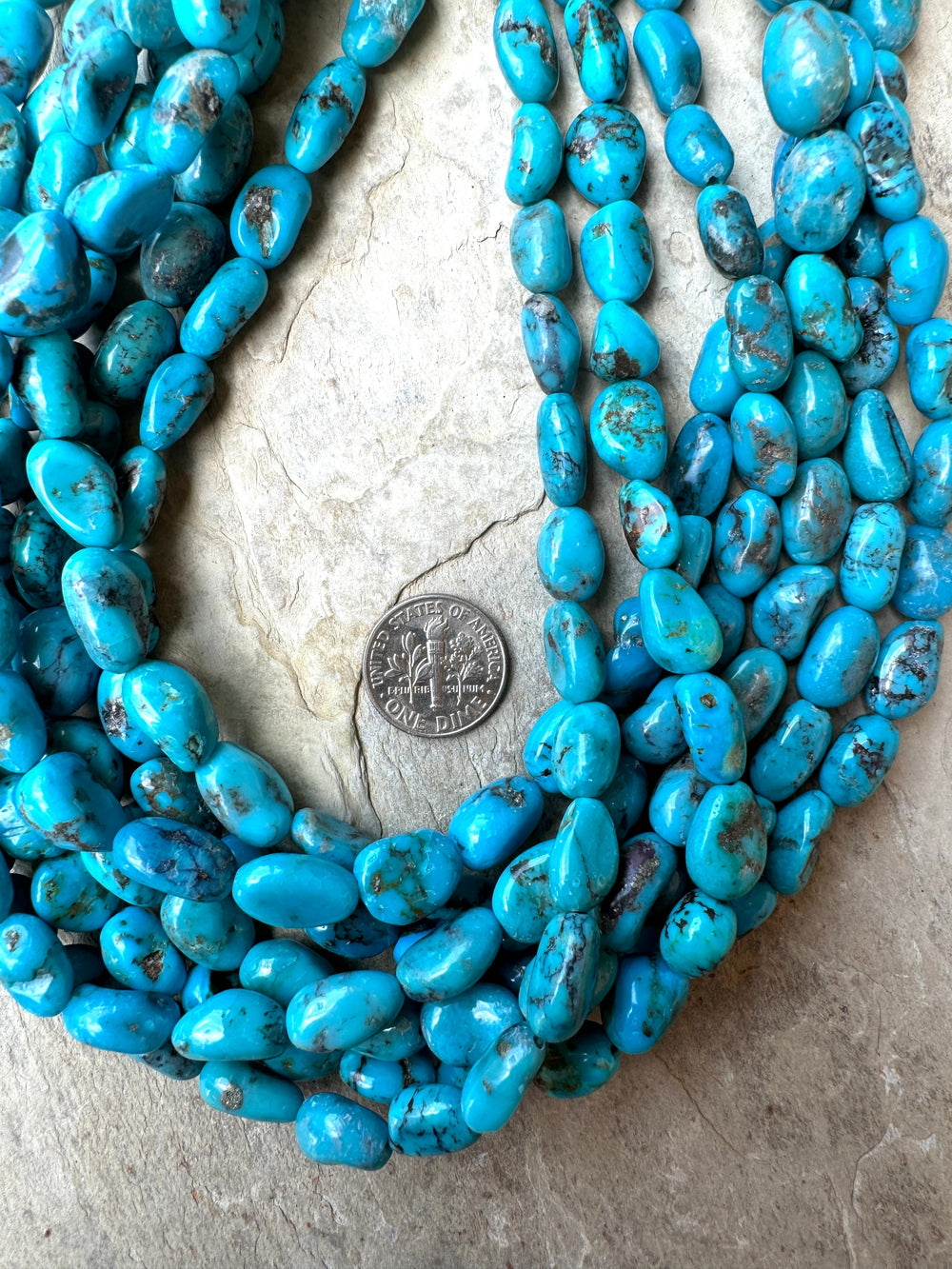 Blue Kingman Turquoise (Arizona)Long Nugget Beads