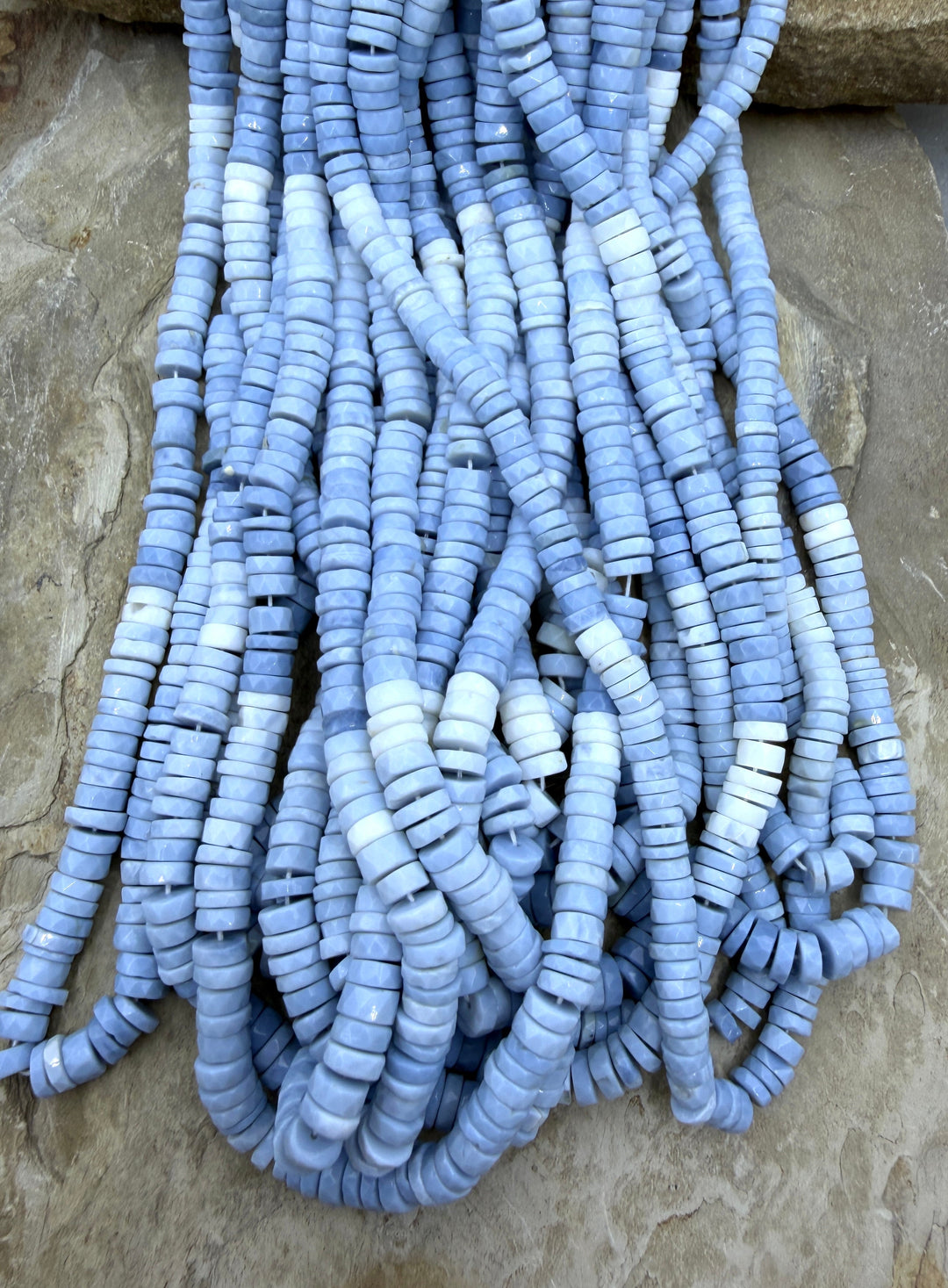 Blue Owyhee Opal 6-7mm Faceted Heishi Beads 16 Inch Strand