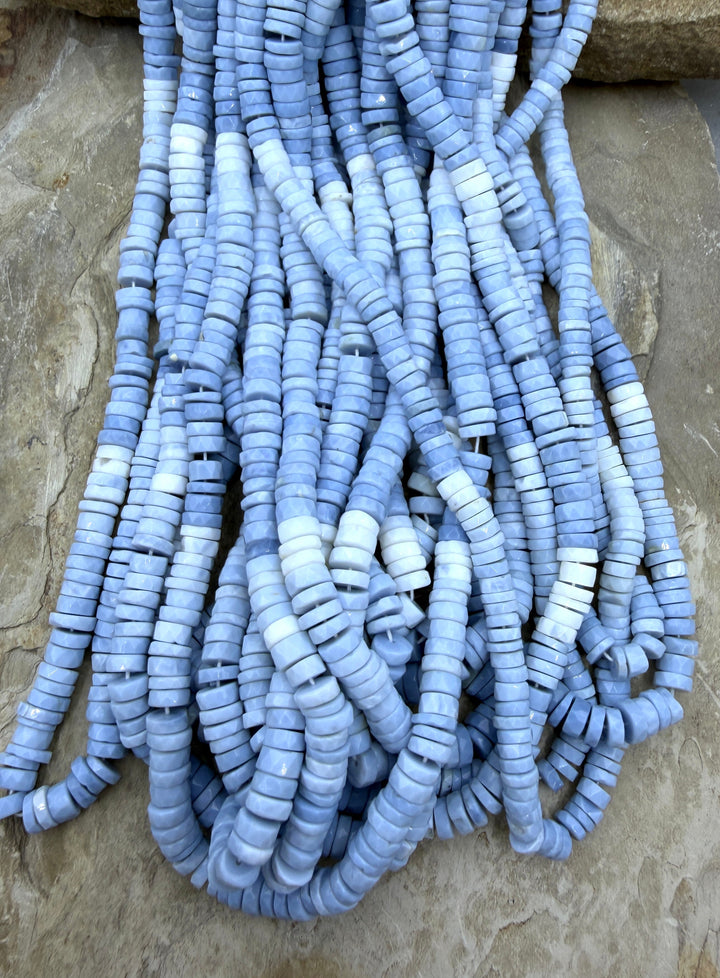 Blue Owyhee Opal 6-7mm Faceted Heishi Beads 16 Inch Strand