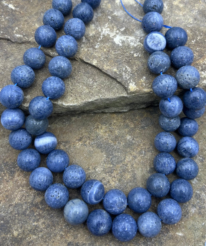 Blue Sponge Coral BIG Round Beads 16mm 16 Inch Strand/25
