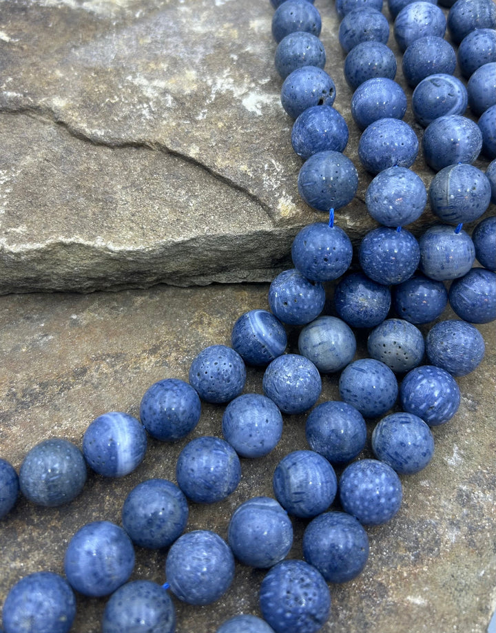 Blue Sponge Coral BIG Round Beads 16mm 16 Inch Strand/25