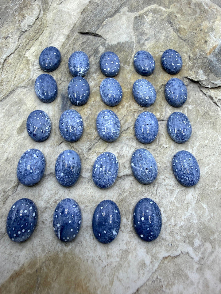 Blue Sponge Coral Calibrated Oval Cabochons 10x14mm Package