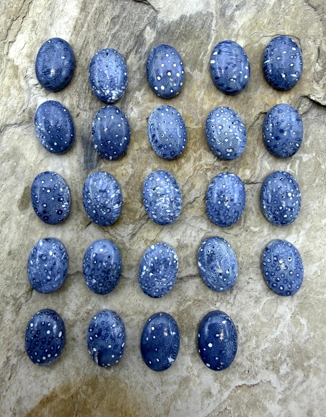 Blue Sponge Coral Calibrated Oval Cabochons 10x14mm Package