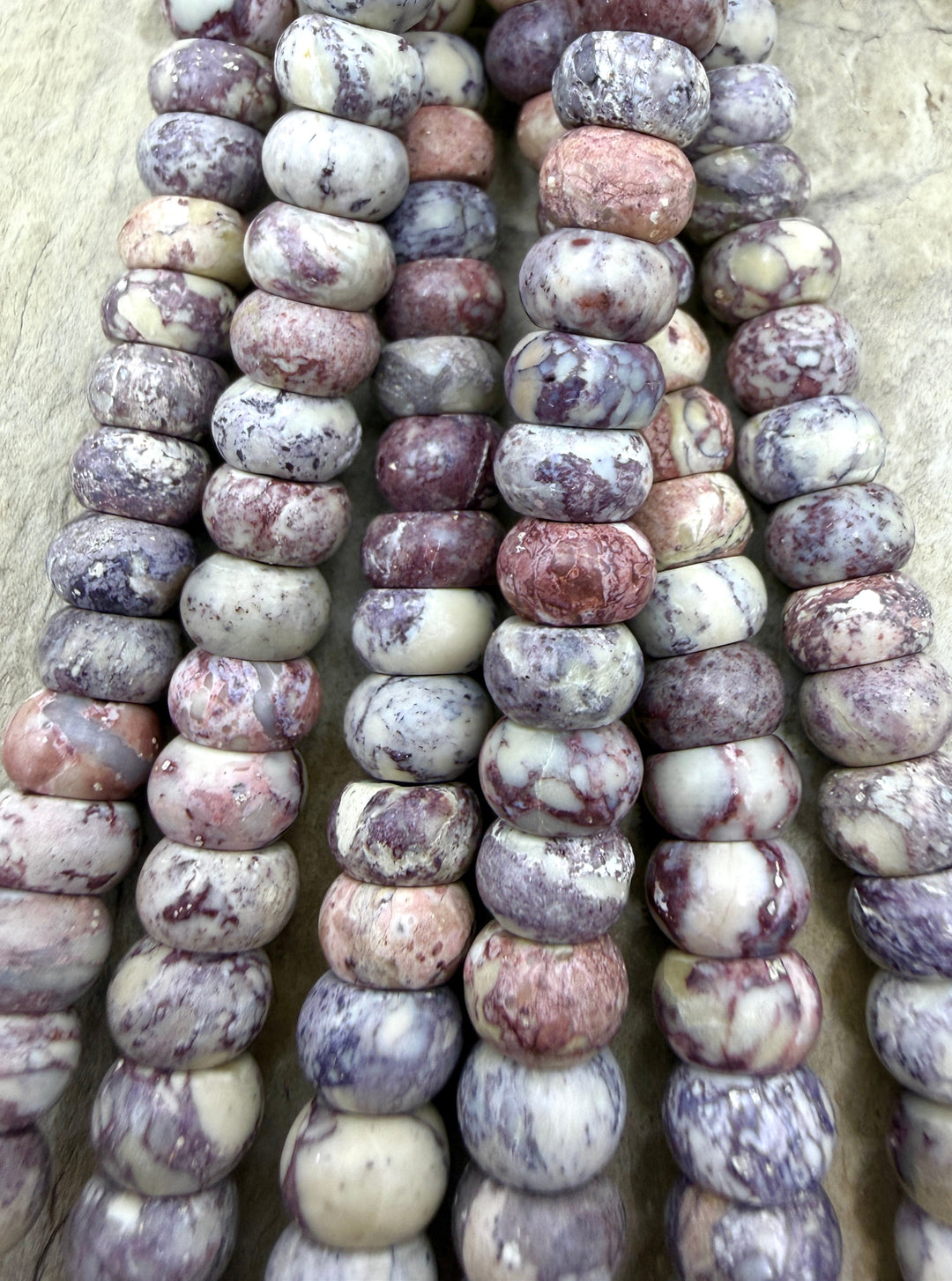 Brecciated Jasper (Large Hole) 8mm Rondelle Beads. 8 Inch