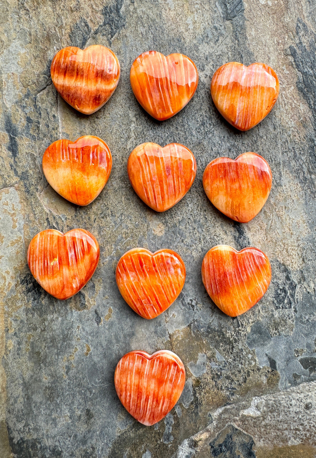 Bright Orange Spiny Oyster Heart Shaped Focal Pendant Beads