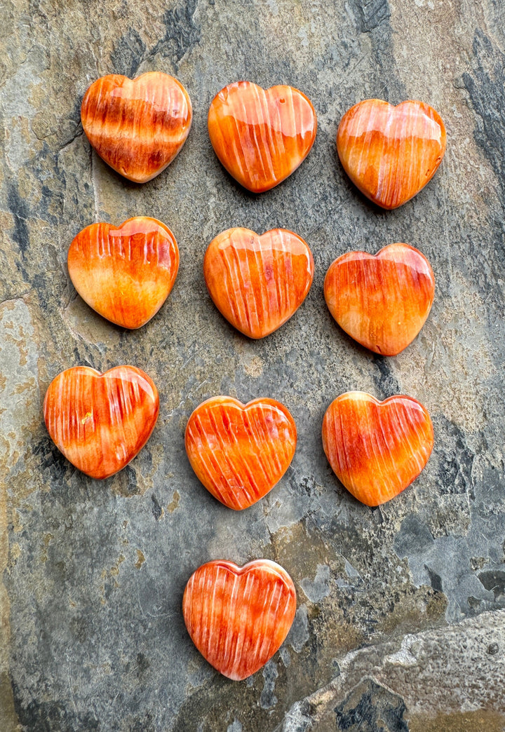 Bright Orange Spiny Oyster Heart Shaped Focal Pendant Beads