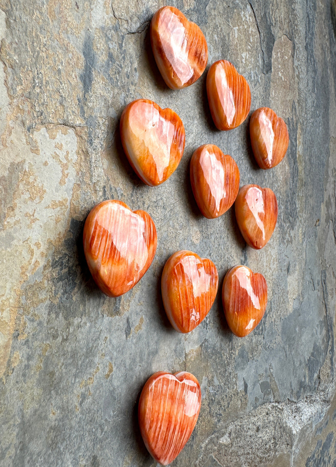 Bright Orange Spiny Oyster Heart Shaped Focal Pendant Beads